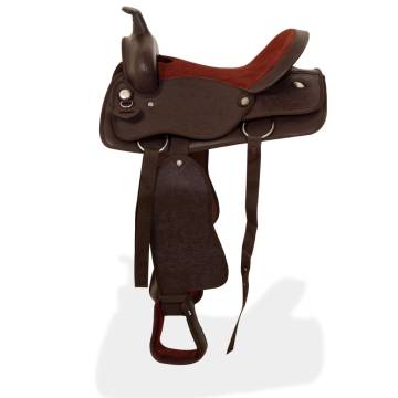 Western Saddle with Headstall & Breast Collar - 16" Brown