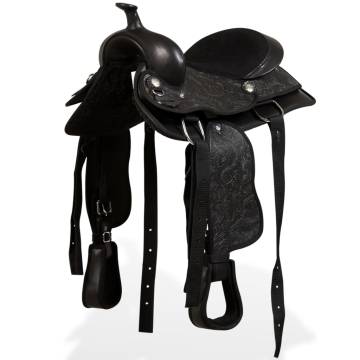 Western Saddle with Headstall & Breast Collar - 12" Black