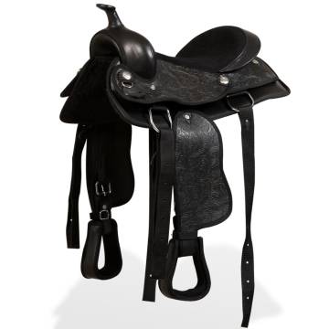 Western Saddle with Headstall & Breast Collar - 12" Black