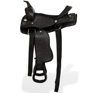 Western Saddle with Headstall & Breast Collar - 12" Black