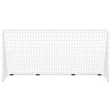 Football Goal with Net White 366x122x182 cm - Durable Steel