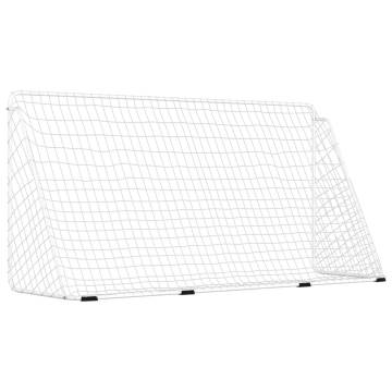 Football Goal with Net White 366x122x182 cm - Durable Steel