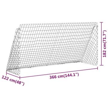 Football Goal with Net White 366x122x182 cm - Durable Steel