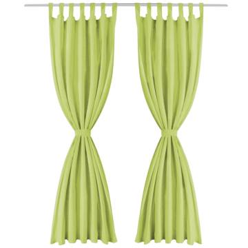 Micro-Satin Curtains 140x225 cm Green - 2 pcs with Loops