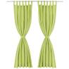 Micro-Satin Curtains 140x225 cm Green - 2 pcs with Loops