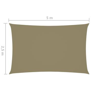 Sunshade Sail Oxford Fabric 2.5x5m Beige - Perfect Outdoor Protection