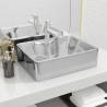 Wash Basin with Faucet Hole 48x37x13.5 cm Ceramic Silver Colour silver 