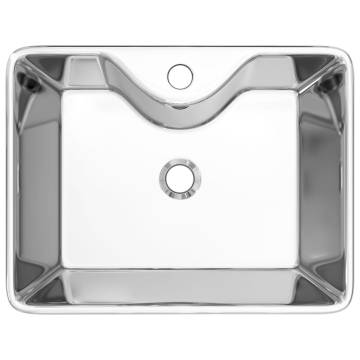 Chic Ceramic Wash Basin with Faucet Hole - 48x37 cm Silver