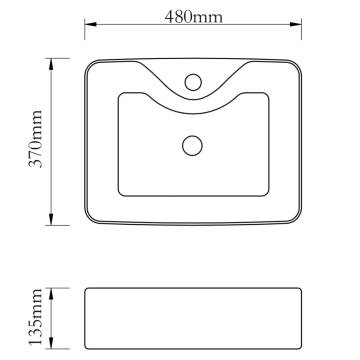 Chic Ceramic Wash Basin with Faucet Hole - 48x37 cm Silver