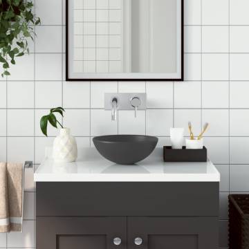 Dark Grey Round Ceramic Bathroom Sink | Hipomarket UK