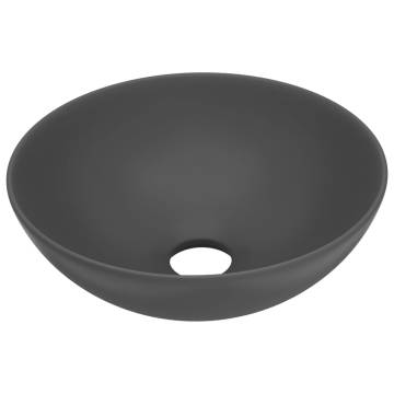 Dark Grey Round Ceramic Bathroom Sink | Hipomarket UK