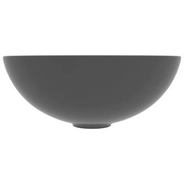 Dark Grey Round Ceramic Bathroom Sink | Hipomarket UK