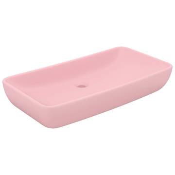 Luxury Rectangular Matt Pink Ceramic Basin - 71x38 cm