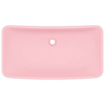 Luxury Rectangular Matt Pink Ceramic Basin - 71x38 cm