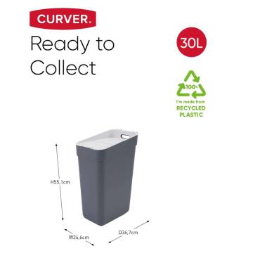 Curver 30L Trash Can - Dark Grey Waste Collection Solution