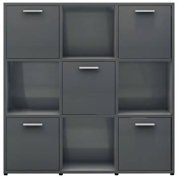 High Gloss Grey Book Cabinet - Stylish Storage Solution