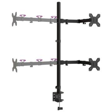 Adjustable Monitor Mount Black Steel VESA 75/100 mm