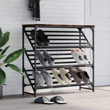 Shoe Rack Smoked Oak - Stylish & Durable Entryway Storage