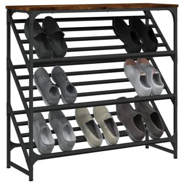 Shoe Rack Smoked Oak - Stylish & Durable Entryway Storage