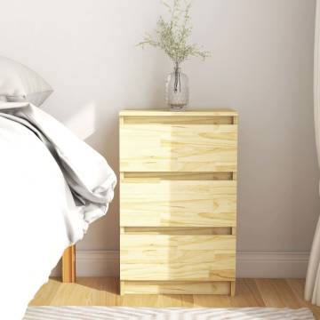 Elegant Solid Pine Wood Bedside Cabinet - 40x29.5x64 cm