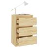 Elegant Solid Pine Wood Bedside Cabinet - 40x29.5x64 cm