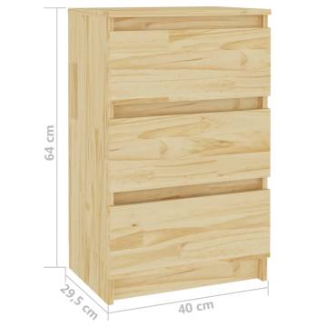 Elegant Solid Pine Wood Bedside Cabinet - 40x29.5x64 cm