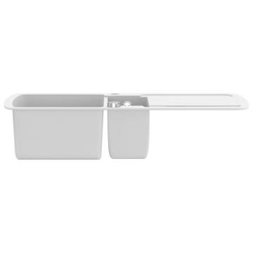 Granite Kitchen Sink Double Basins - White | HipoMarket