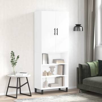 Elegant Highboard High Gloss White - 69.5x34x180 cm