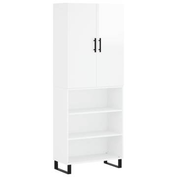 Elegant Highboard High Gloss White - 69.5x34x180 cm