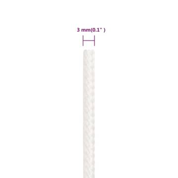 Boat Rope Full White 3mm - 500m Polypropylene | HipoMarket