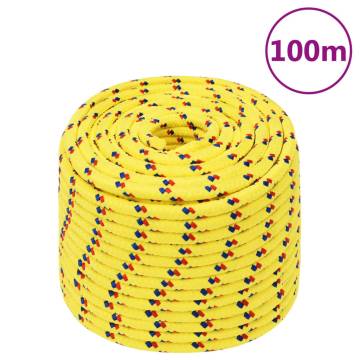 Durable 14mm Yellow Polypropylene Boat Rope – 100m Length