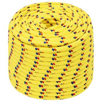 Durable 14mm Yellow Polypropylene Boat Rope – 100m Length