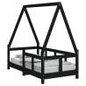 Kids Bed Frame Black 70x140 cm Solid Wood Pine | HipoMarket