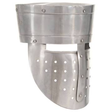 Medieval Knight Helmet Replica - Silver Steel LARP Gear