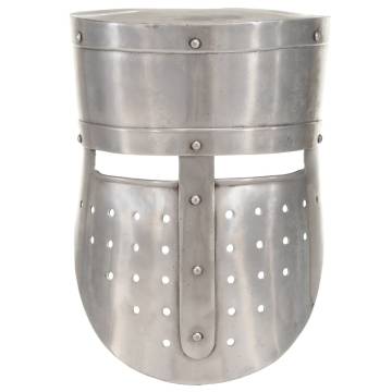 Medieval Knight Helmet Replica - Silver Steel LARP Gear