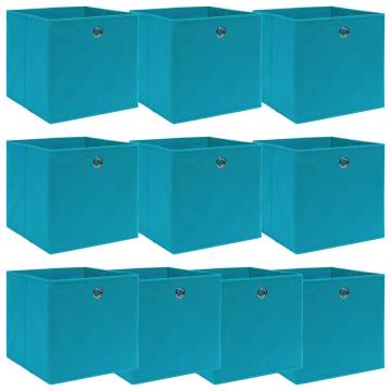 10 pcs Baby Blue Fabric Storage Boxes - Stylish & Practical