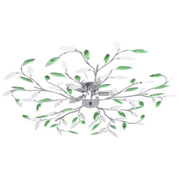 Elegant Green Ceiling Lamp with Acrylic Crystal Leaf Arms