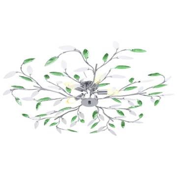 Elegant Green Ceiling Lamp with Acrylic Crystal Leaf Arms