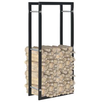 Firewood Rack Black 44x20x100 cm | Heavy-Duty Steel Storage