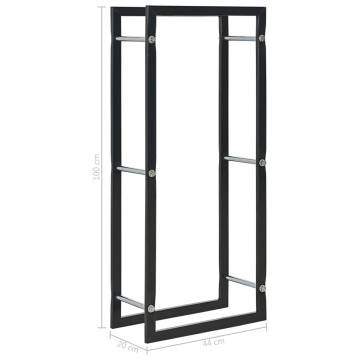 Firewood Rack Black 44x20x100 cm | Heavy-Duty Steel Storage