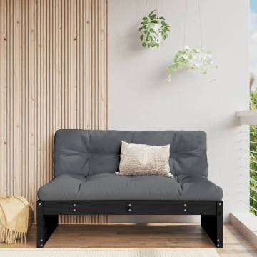 Middle Sofa Black 120x80 cm - Solid Wood Pine | Hipo Market