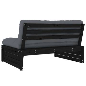 Middle Sofa Black 120x80 cm - Solid Wood Pine | Hipo Market