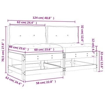 Middle Sofas with Cushions - White Solid Pine | Hipomarket