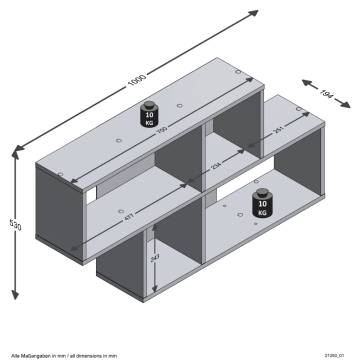 FMD Wall-Mounted Shelf with 4 Compartments - White