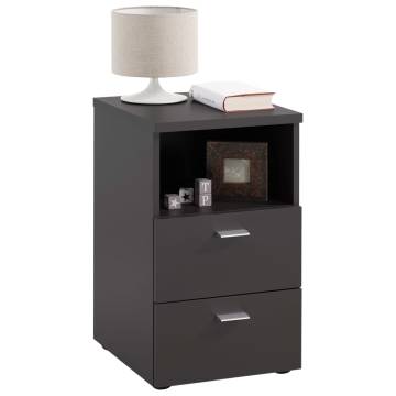 FMD Black Bedside Cabinet with 2 Drawers & Shelf - Modern Design