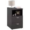 FMD Bedside Cabinet with 2 Drawers and Open Shelf Black Colour black Quantity in Package 1 