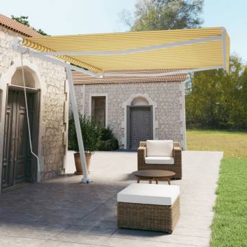 Freestanding Manual Retractable Awning 400x350 cm - Yellow/White