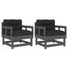 Garden Chairs with Cushions - 2 pcs Grey Solid Wood Pine