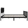 Black Small Double Bed Frame with Headboard - Solid Wood