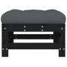 Garden Footstool with Cushion - Black Solid Pine Wood